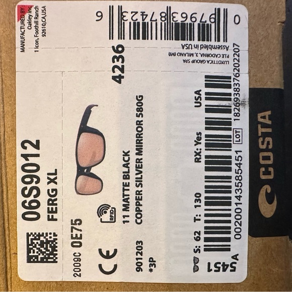 NWT COSTA DEL MAR Fergi XL Coper Silver Mirror Polarized Sunglasses - Picture 5 of 5